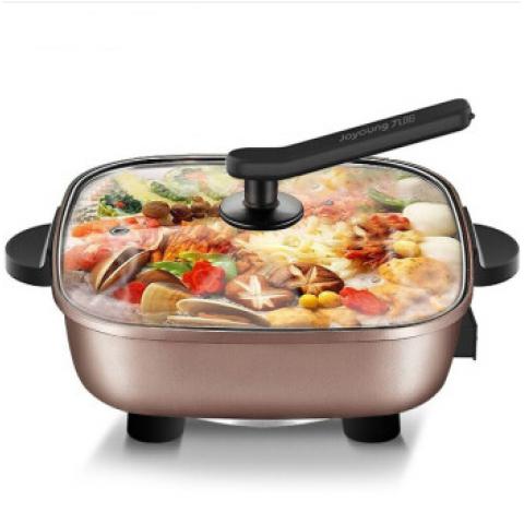 九阳（Joyoung）京品家电 电火锅家用多功能电热锅 麦饭石色不粘锅 6L大容...